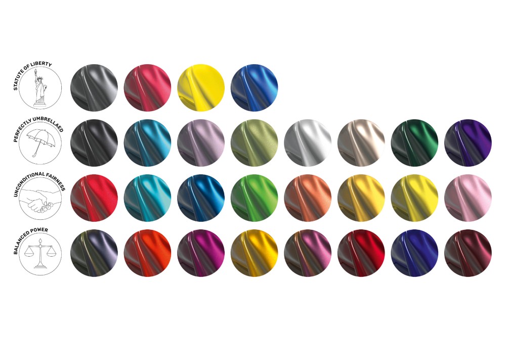 I colori disponibili nell'Automotive Styling Shades 2027 Trendbook di Heubach