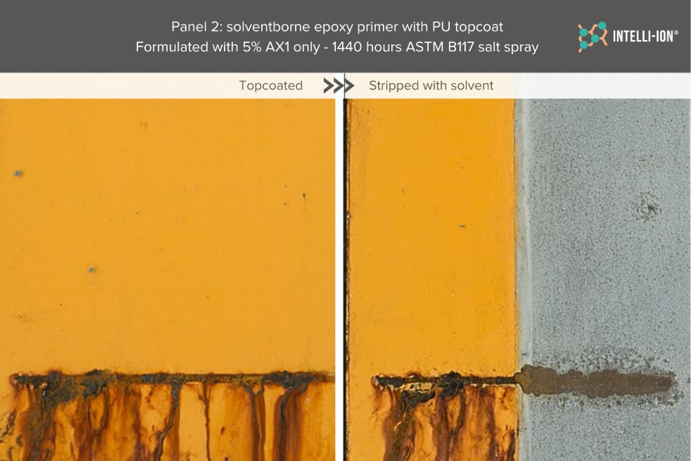 The corrosion test panel for solvent-based coatings