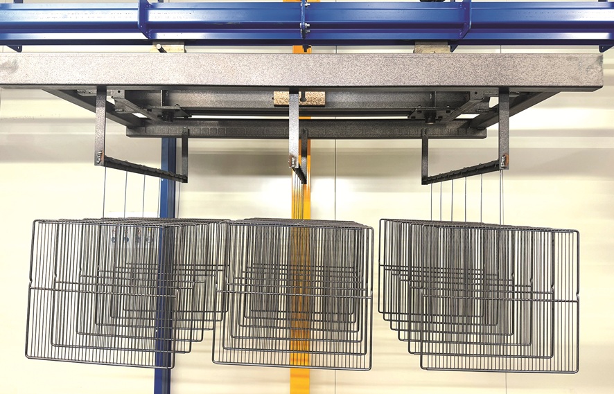 Fridge racks after the plastic coating process.