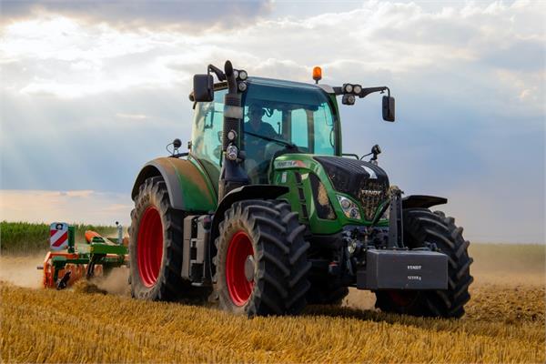 A tractor in a field