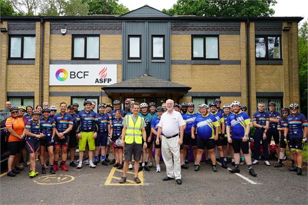The CEO of the British Coatings Federation Tom Bowtell, with the riders