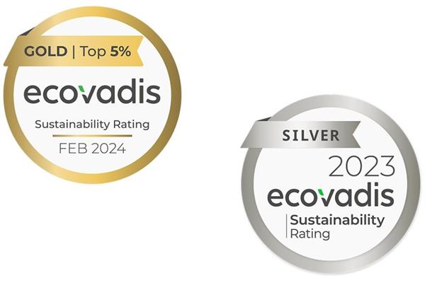 logos of golden and silver rating from EcoVadis