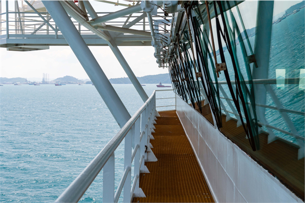 The white handrails of a ship painted with Cortect VpCl-395