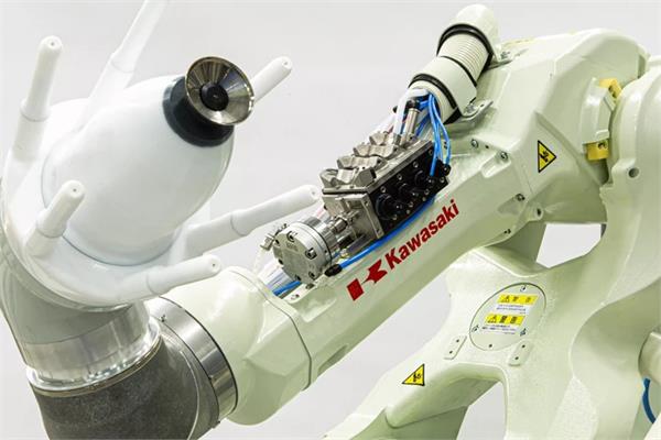 The EcoBell2 coating technology of Dürr on a Kawasaki painting robot