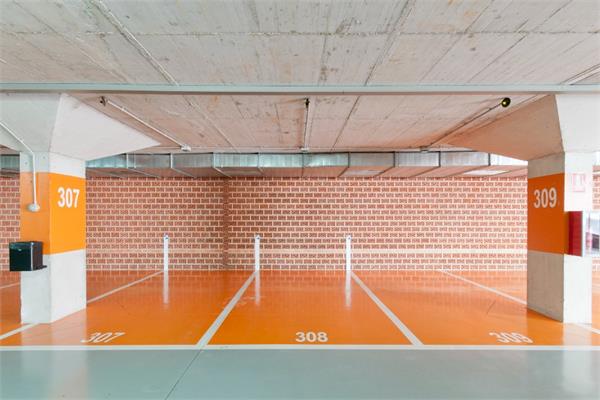 A parking lot coated with Heubach's Colanyl Orange H5GD 500 