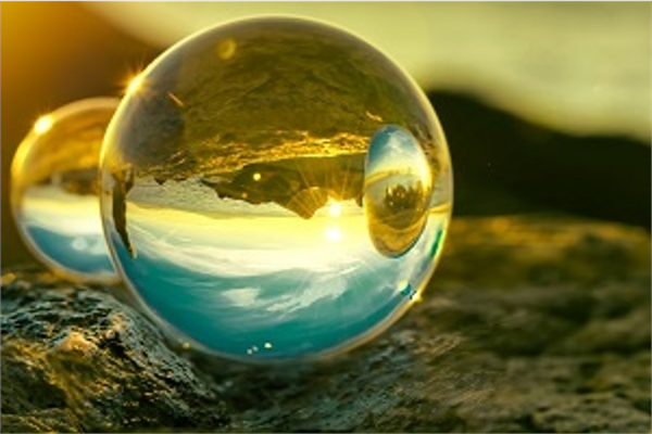 A glass ball at sunset