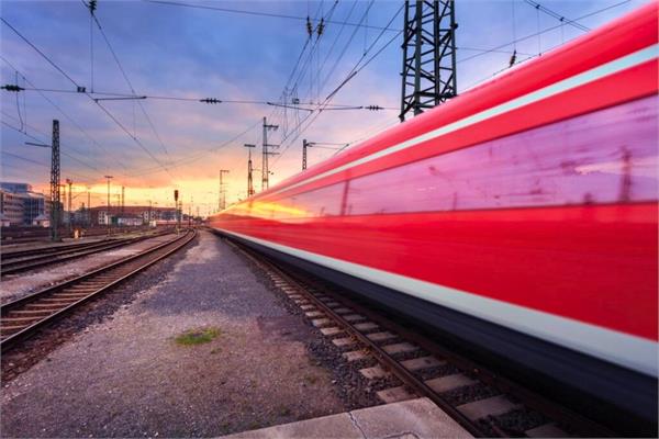 image of a train coated in red